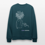 LOVE GROWS II Unisex Bio-Sweatshirt - Dunkles Petrol