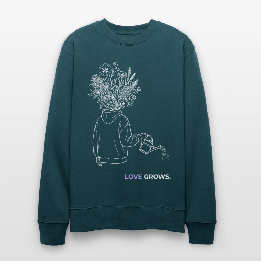 LOVE GROWS II Unisex Bio-Sweatshirt - Dunkles Petrol