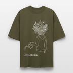 LOVE GROWS I Oversized Unisex Bio T-Shirt - Khaki
