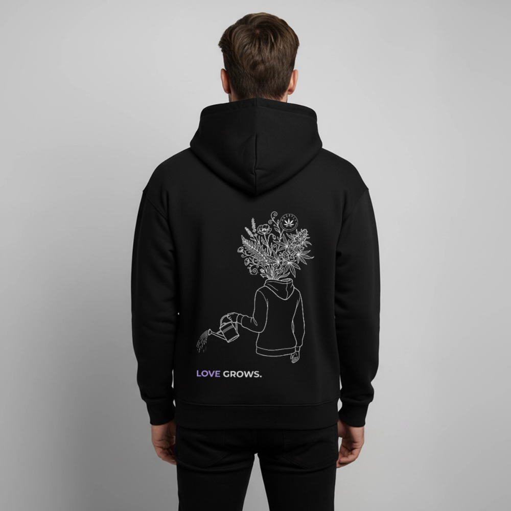 LOVE GROWS I Oversized Unisex Bio-Hoodie - Schwarz