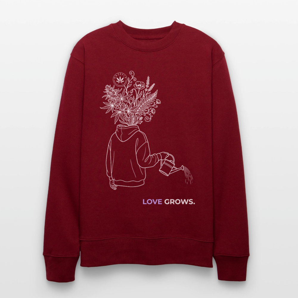 LOVE GROWS II Unisex Bio-Sweatshirt - Burgunderrot