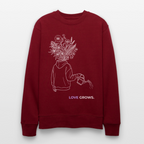 LOVE GROWS II Unisex Bio-Sweatshirt - Burgunderrot