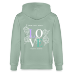 GROW. CHILL. REPEAT. Unisex Bio-Kapuzenjacke - Helles Graugrün