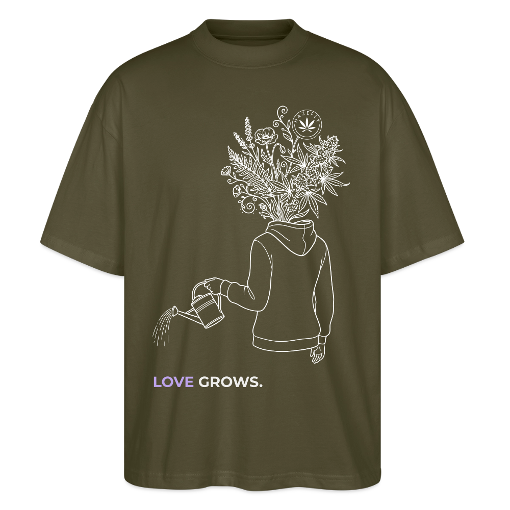 LOVE GROWS I Oversized Unisex Bio T-Shirt - Khaki