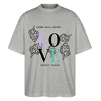 GROW. CHILL. REPEAT. Oversized Unisex Bio T-Shirt - Grau meliert