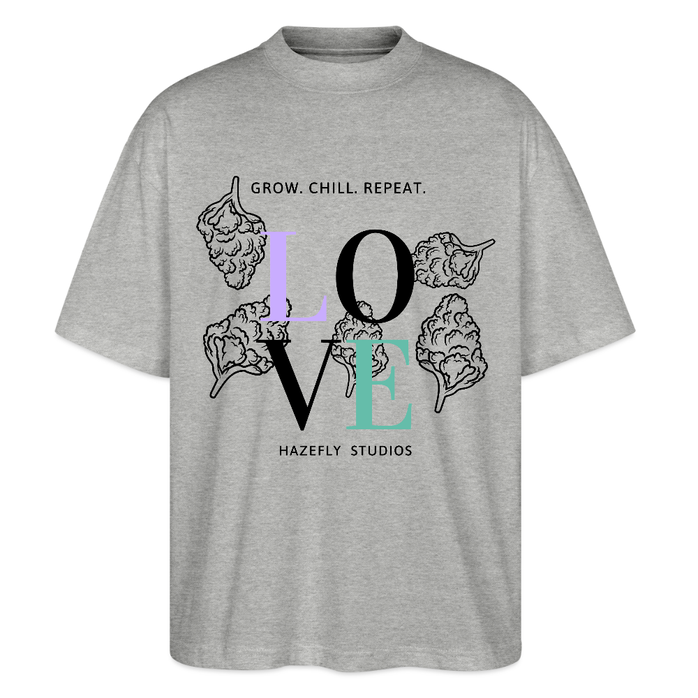 GROW. CHILL. REPEAT. Oversized Unisex Bio T-Shirt - Grau meliert