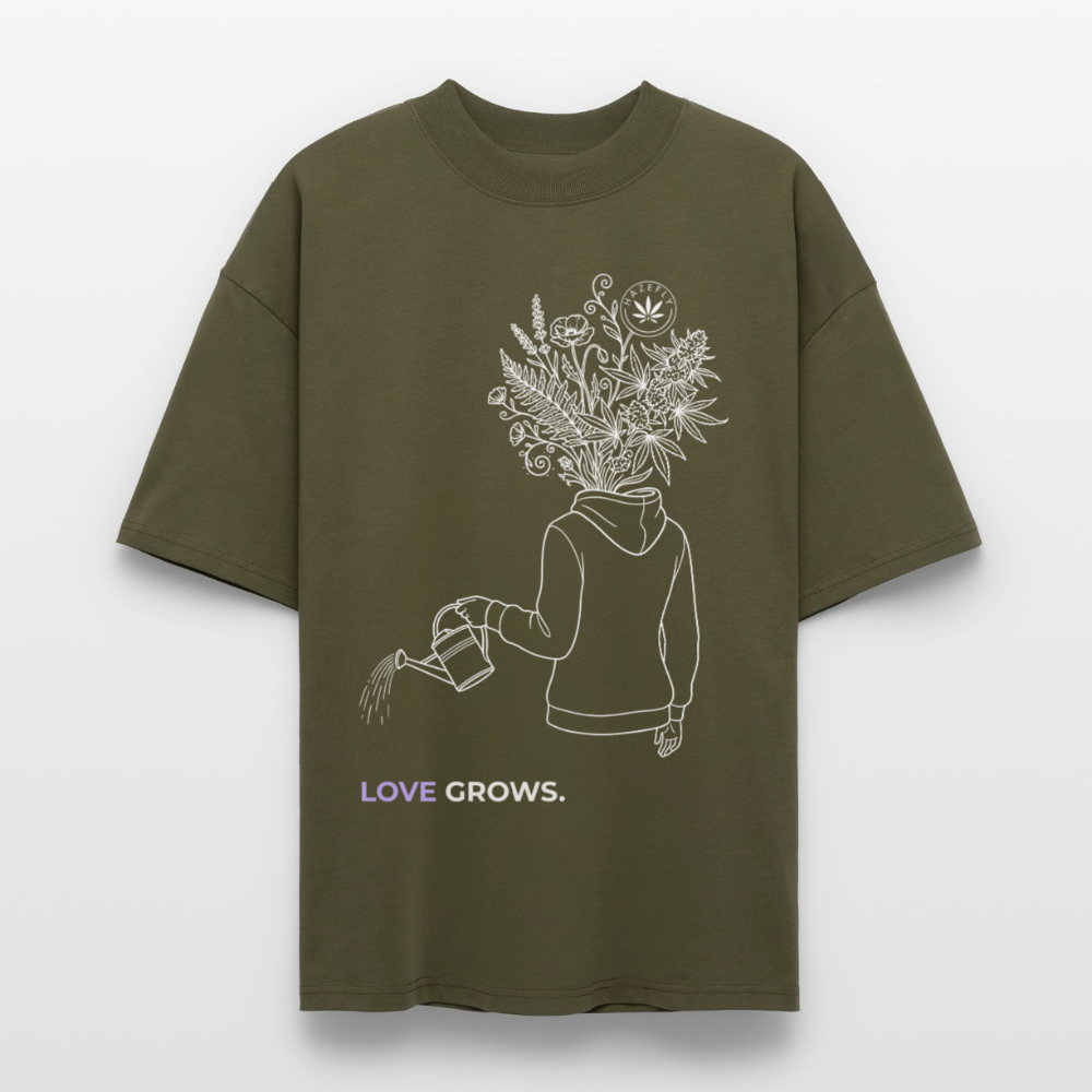 LOVE GROWS I Oversized Unisex Bio T-Shirt - Khaki