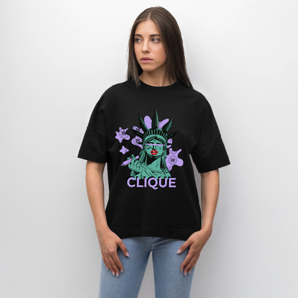 420 CLIQUE Oversized Unisex Bio T-Shirt - Schwarz