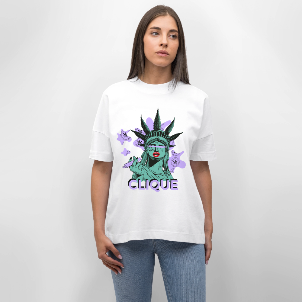 420 CLIQUE Oversized Unisex Bio T-Shirt - Weiß