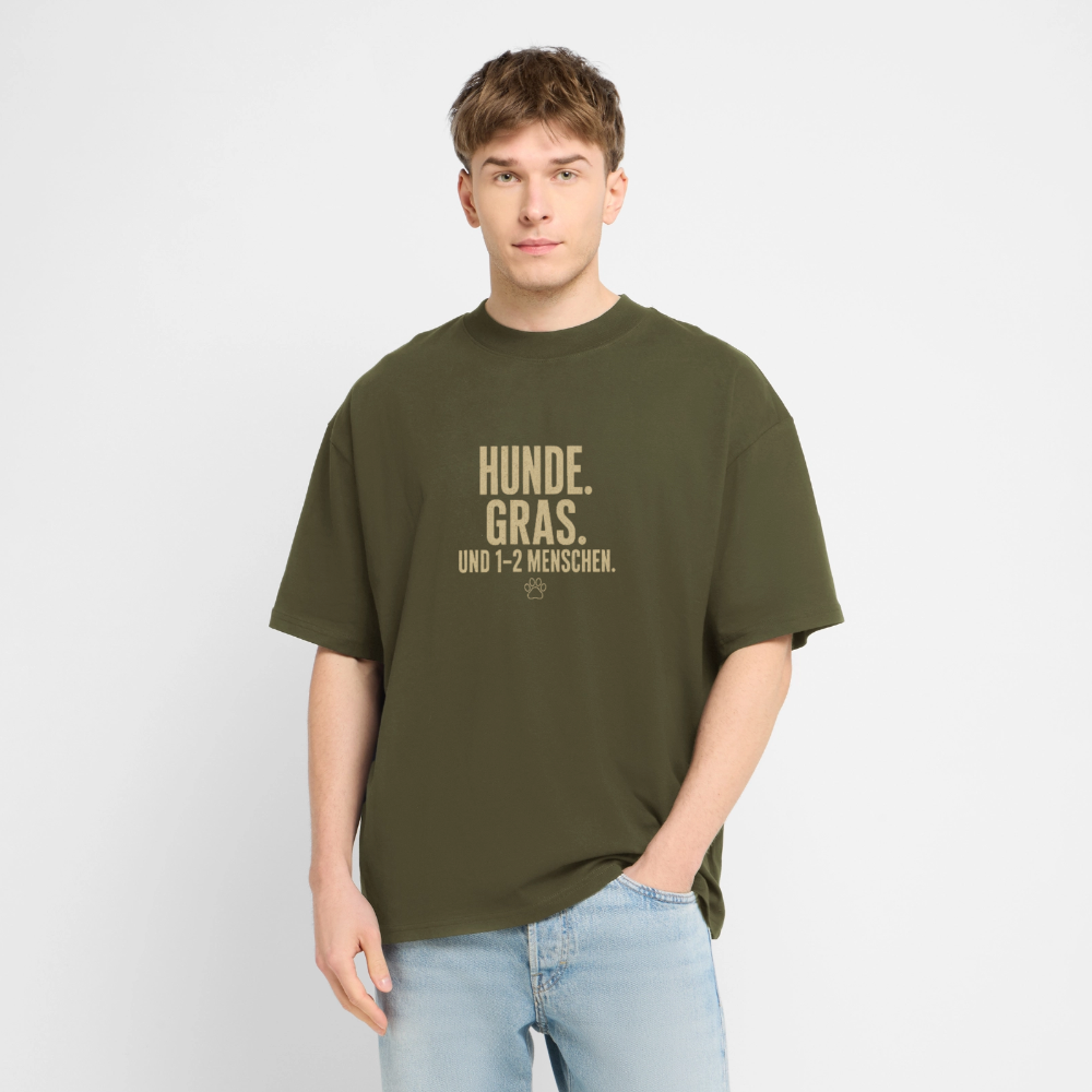 HUNDE. GRAS. Unisex Oversized Bio-T-Shirt - Khaki
