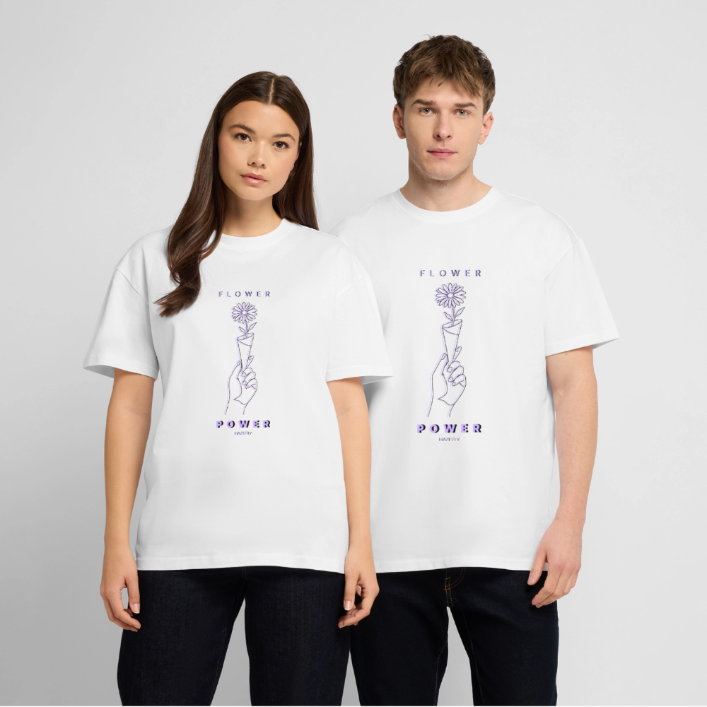 FLOWER POWER Oversized Unisex Bio T-Shirt - Weiß