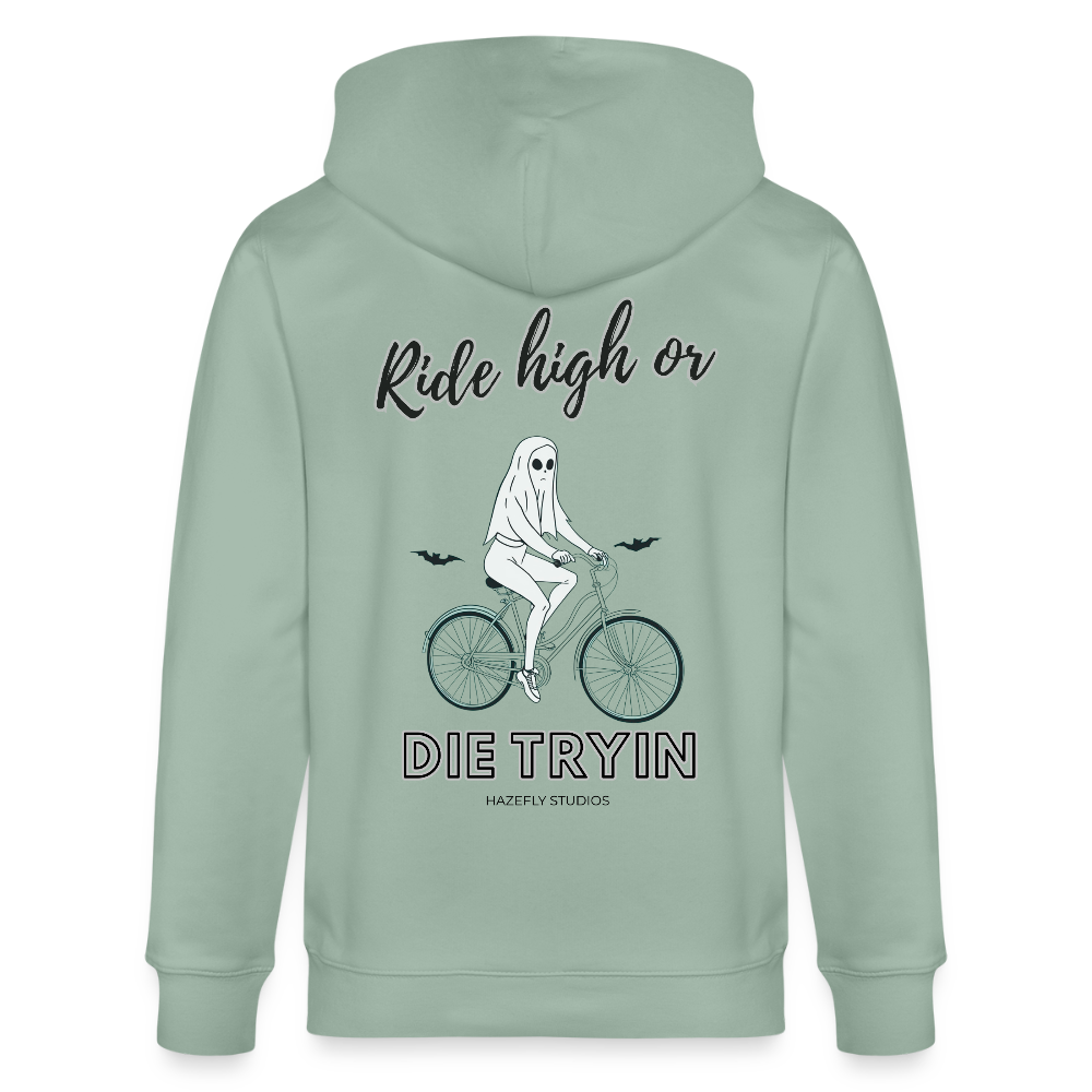 RIDE HIGH Unisex Bio-Kapuzenjacke - Helles Graugrün