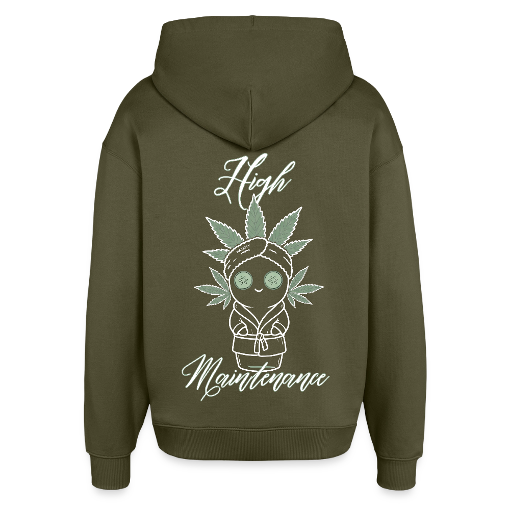HIGH MAINTENANCE Oversized Unisex Bio-Hoodie - Khaki