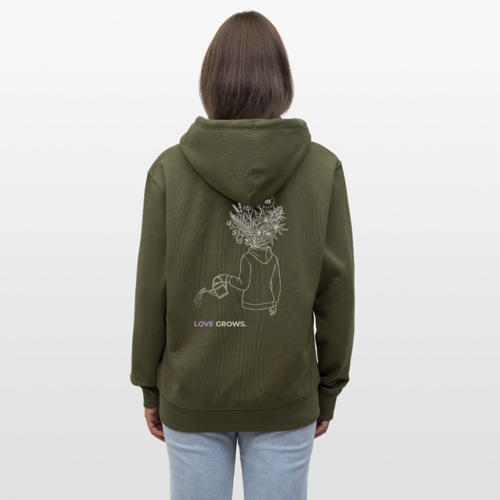 LOVE GROWS I Unisex Bio-Kapuzenjacke - Khaki