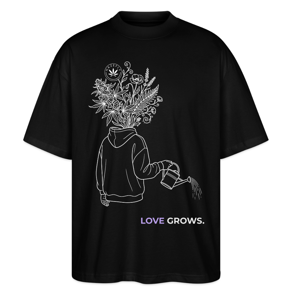 LOVE GROWS II Oversized Unisex Bio T-Shirt - Schwarz