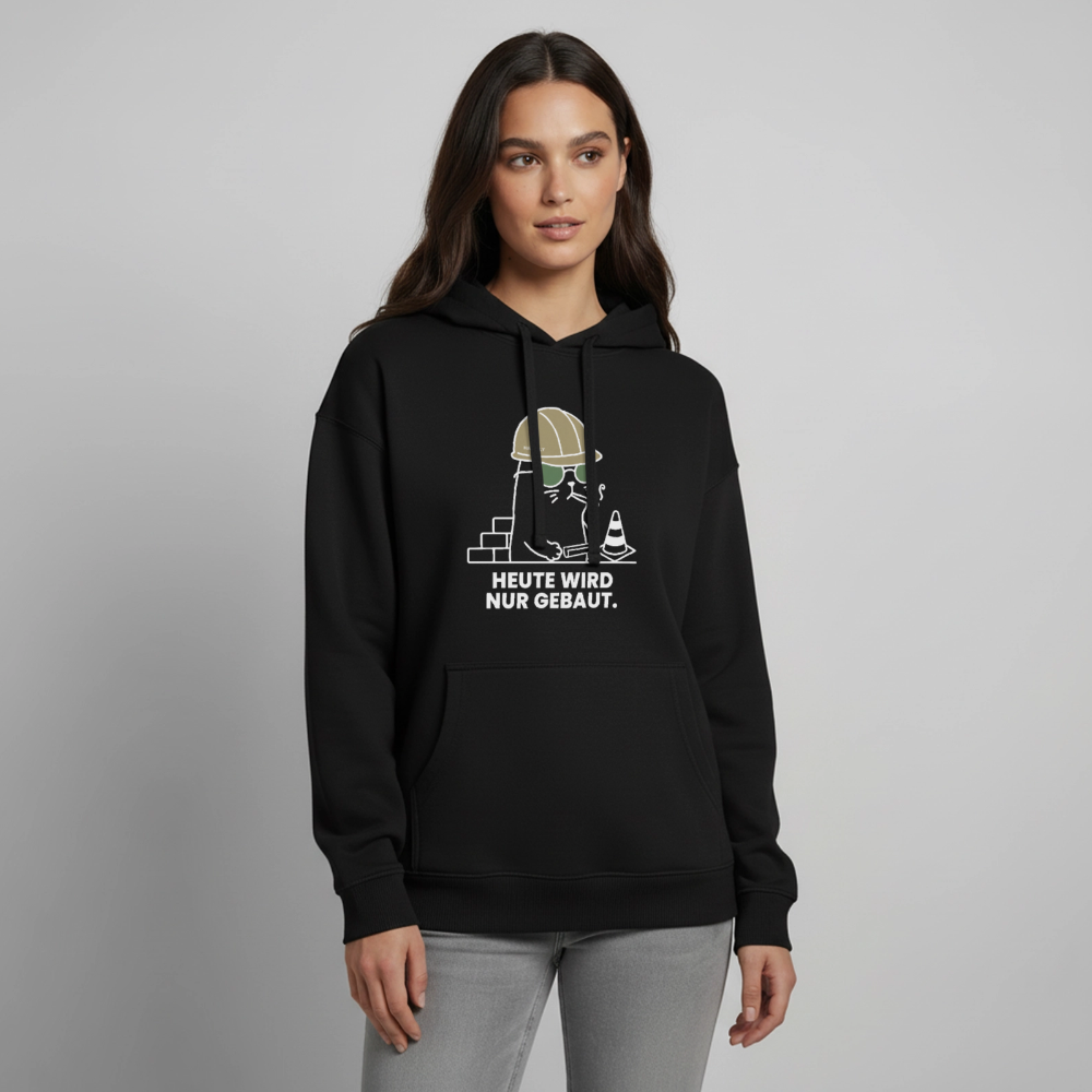 NUR GEBAUT Oversized Unisex Bio-Hoodie - Schwarz