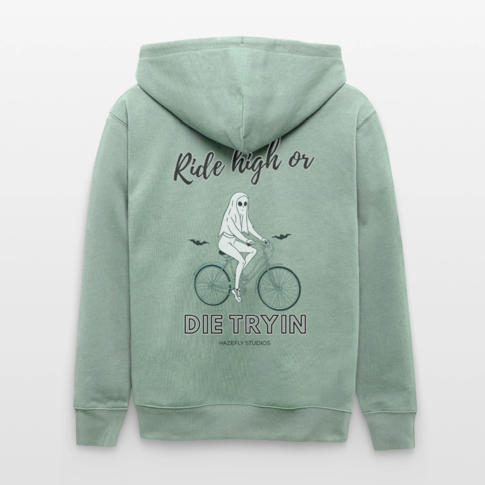 RIDE HIGH Unisex Bio-Kapuzenjacke - Helles Graugrün