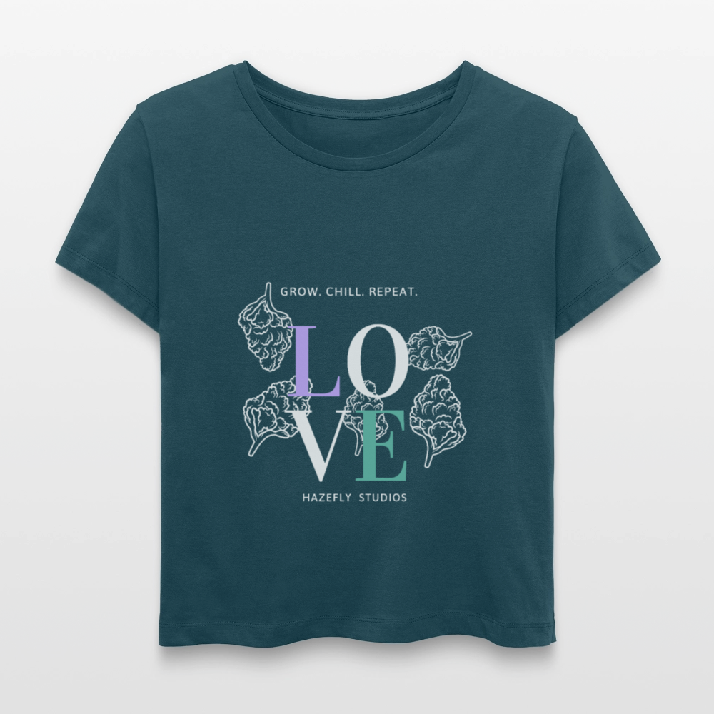 GROW. CHILL. REPEAT. Relaxed Frauen Bio-T-Shirt - Dunkles Petrol