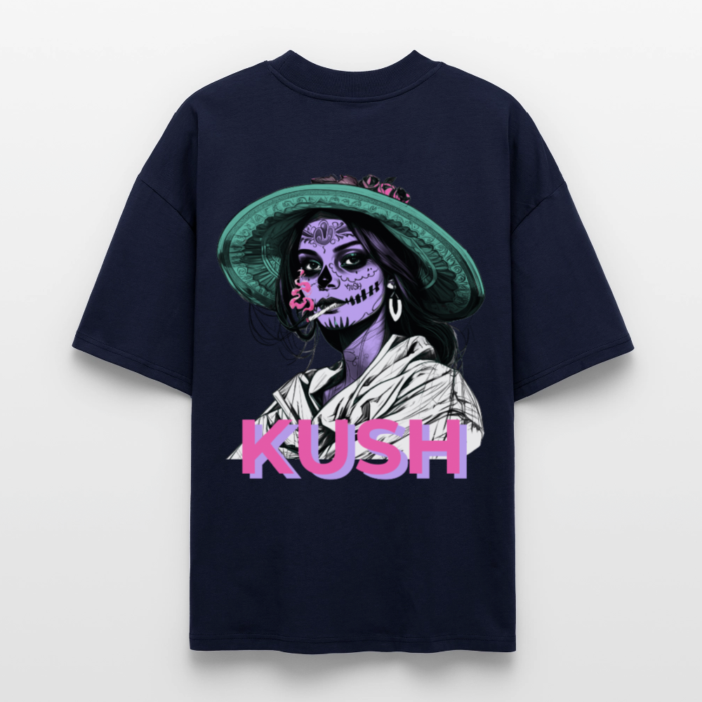 LA CATRINA KUSH Oversized Unisex Bio T-Shirt - Navy