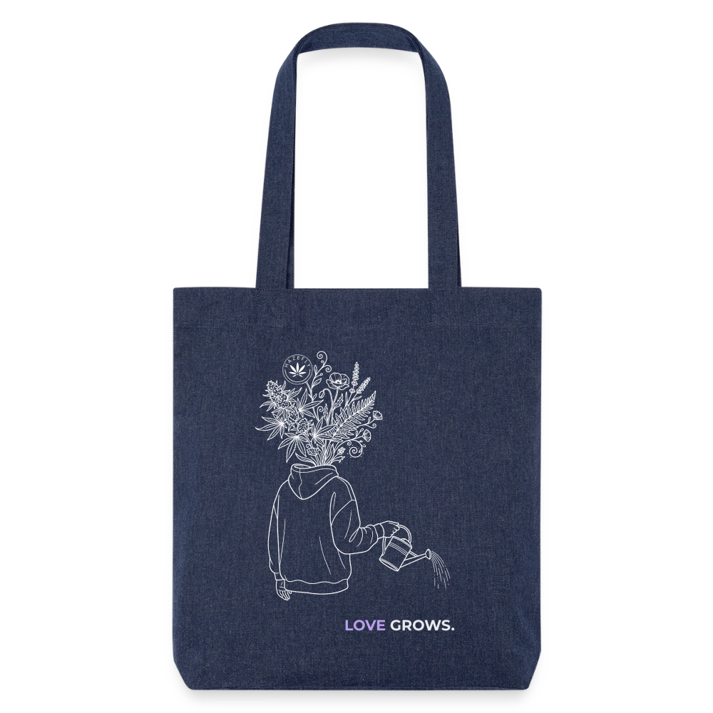 LOVE GROWS II recycelter Heavyweight Stoffbeutel - melange Blue