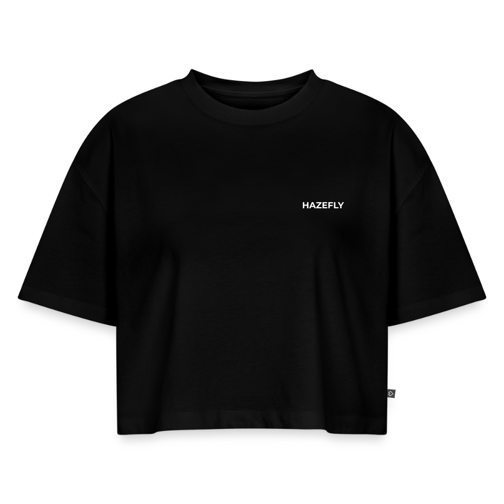 HF SIGNATURE Frauen Oversized Cropped T-Shirt - Schwarz