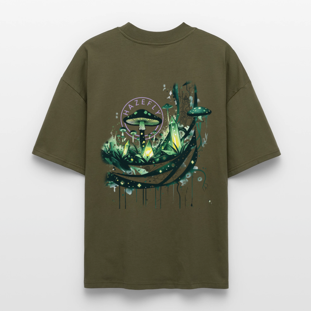 GLOW GARDEN Oversized Unisex Bio T-Shirt - Khaki