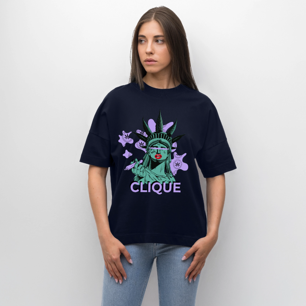 420 CLIQUE Oversized Unisex Bio T-Shirt - Navy