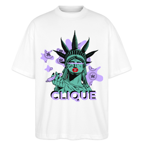 420 CLIQUE Oversized Unisex Bio T-Shirt - Weiß