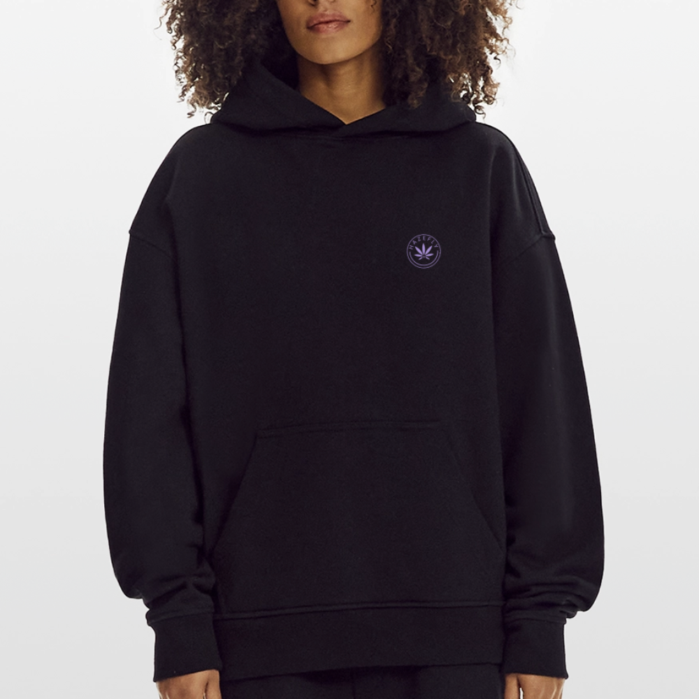 HAZEFLY LOGO MAUVE Heavyweight Oversized Organic Hoodie - SOLID BLACK