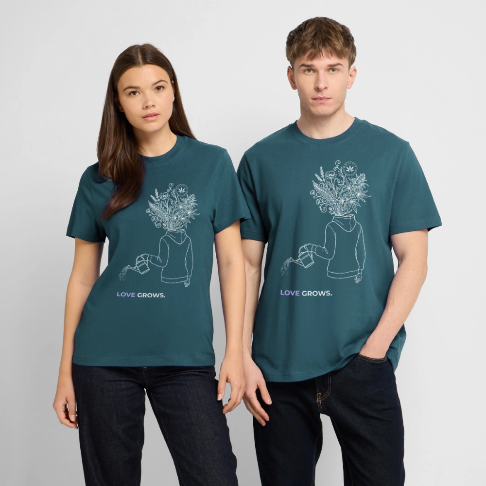 LOVE GROWS I Unisex Bio-T-Shirt - Dunkles Petrol