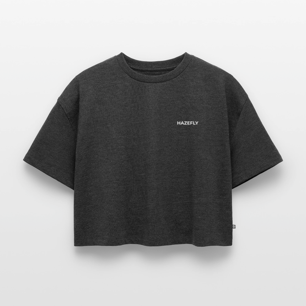 HF SIGNATURE Frauen Oversized Cropped T-Shirt - Anthrazit meliert