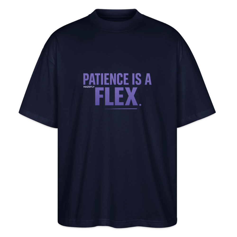PATIENCE IS A FLEX Unisex Oversized Bio-T-Shirt - Navy