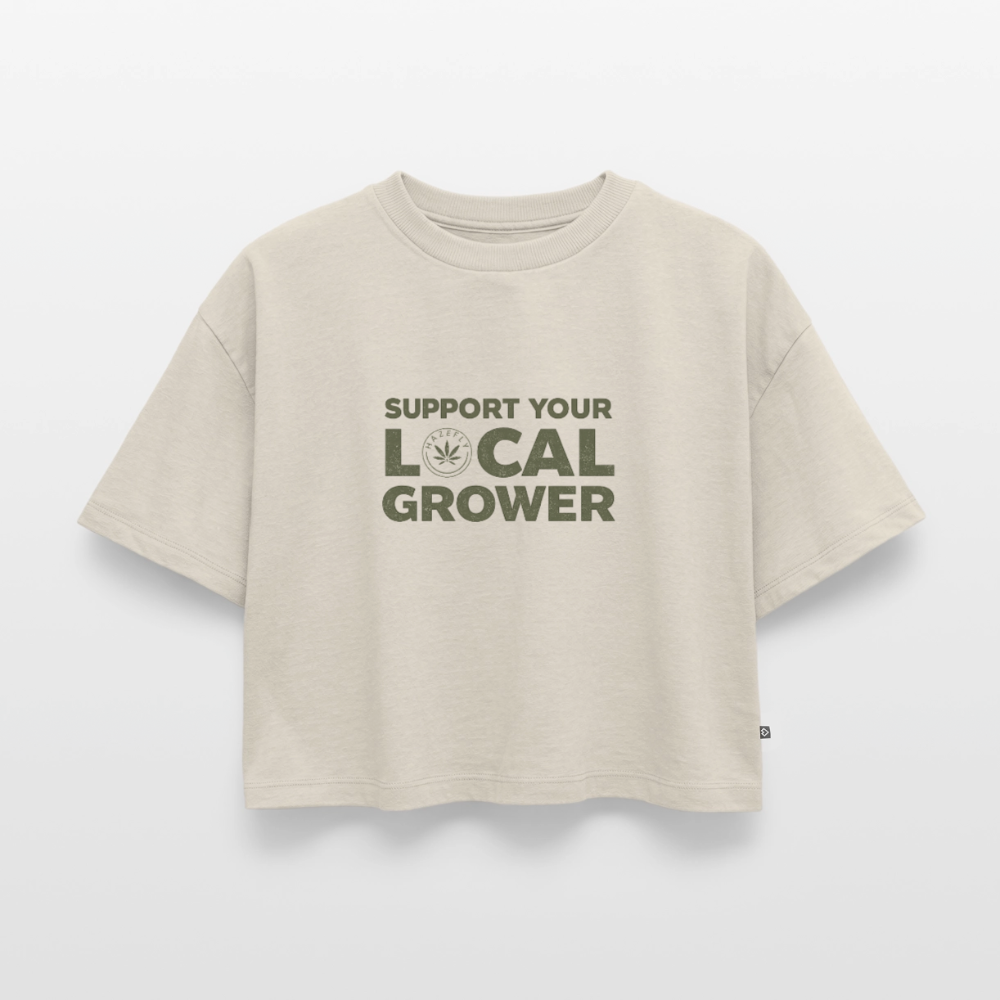 LOCAL GROWER Frauen Oversized Cropped T-Shirt - Beige