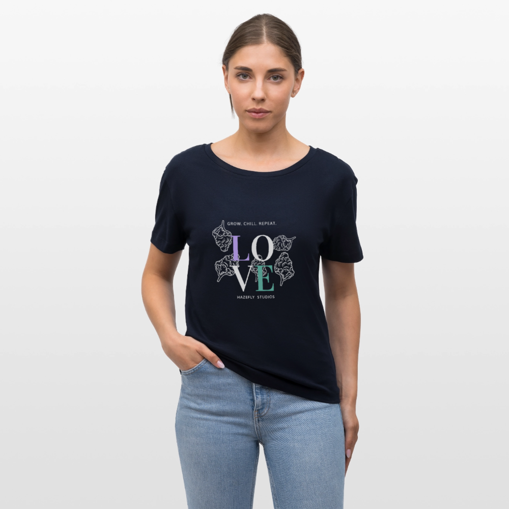 GROW. CHILL. REPEAT. Relaxed Frauen Bio-T-Shirt - Navy
