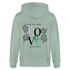 GROW. CHILL. REPEAT. Unisex Bio-Kapuzenjacke - Helles Graugrün