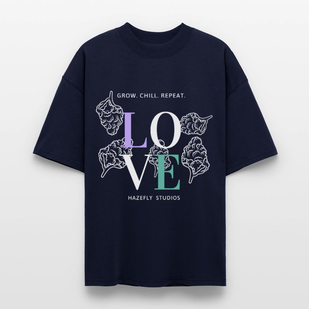 GROW. CHILL. REPEAT. Oversized Unisex Bio T-Shirt - Navy