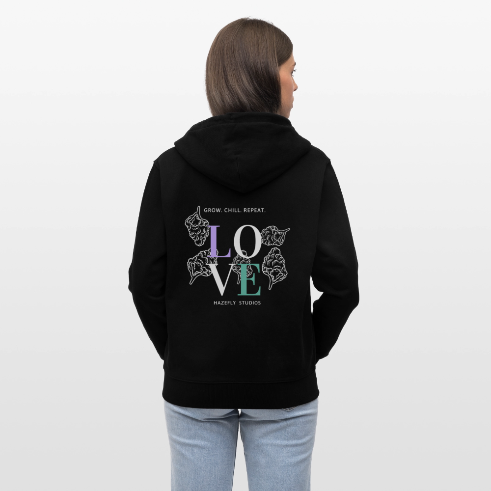 GROW. CHILL. REPEAT. Unisex Bio-Kapuzenjacke - Schwarz