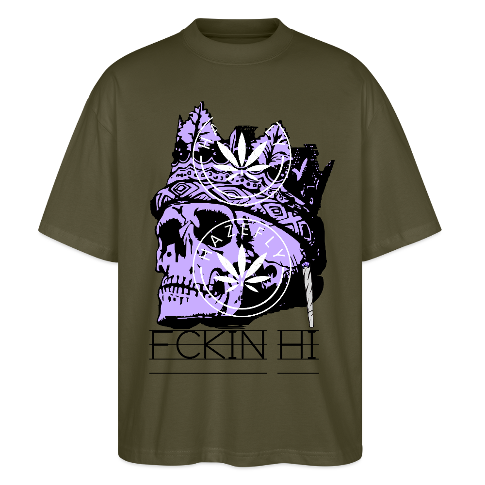 420 SKULL Oversized Unisex Bio T-Shirt - Khaki