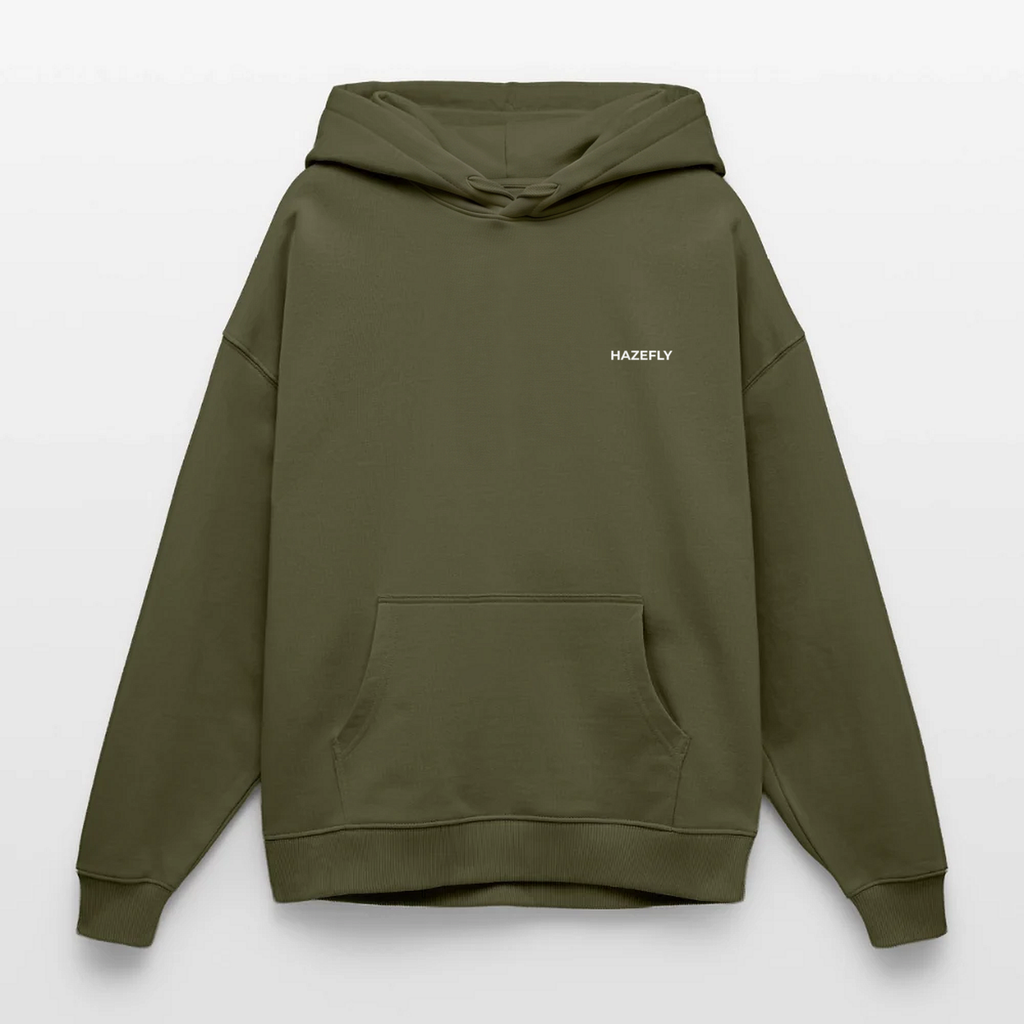 BKED Oversized Unisex Bio-Hoodie - Khaki - Front