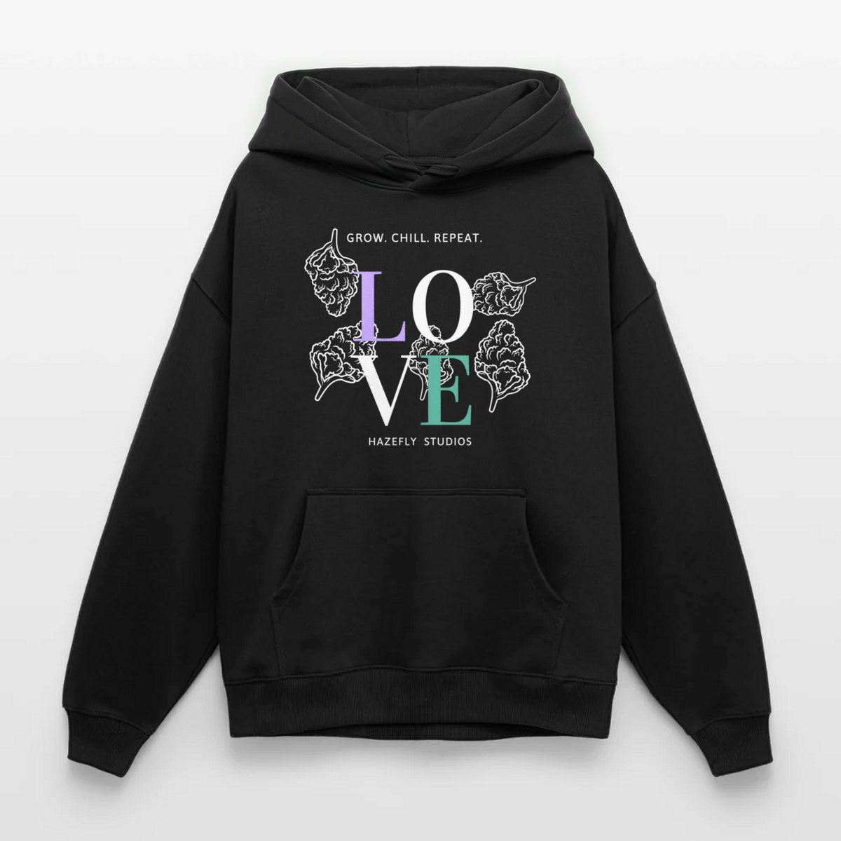 GROW. CHILL. REPEAT. Oversized Unisex Bio-Hoodie - Schwarz