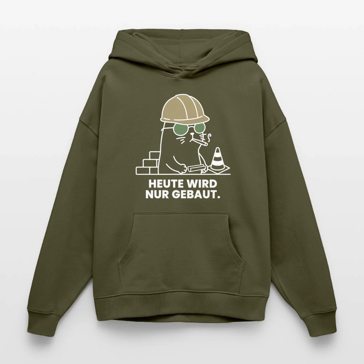 NUR GEBAUT Oversized Unisex Bio-Hoodie - Khaki