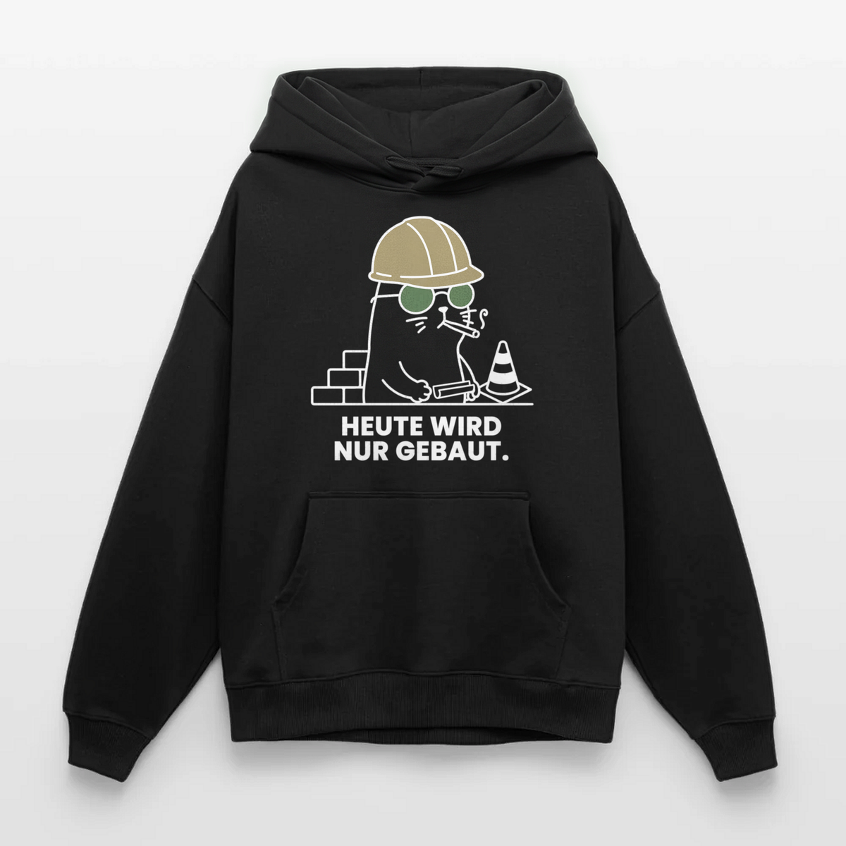 NUR GEBAUT Oversized Unisex Bio-Hoodie - Schwarz