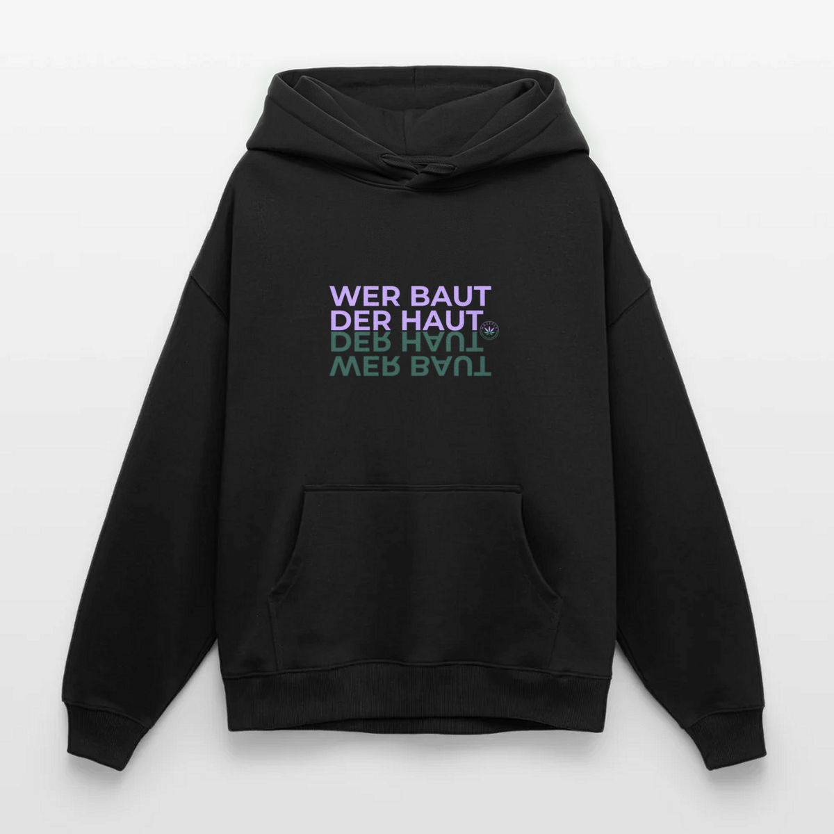 WER BAUT Oversized Unisex Bio-Hoodie - Schwarz