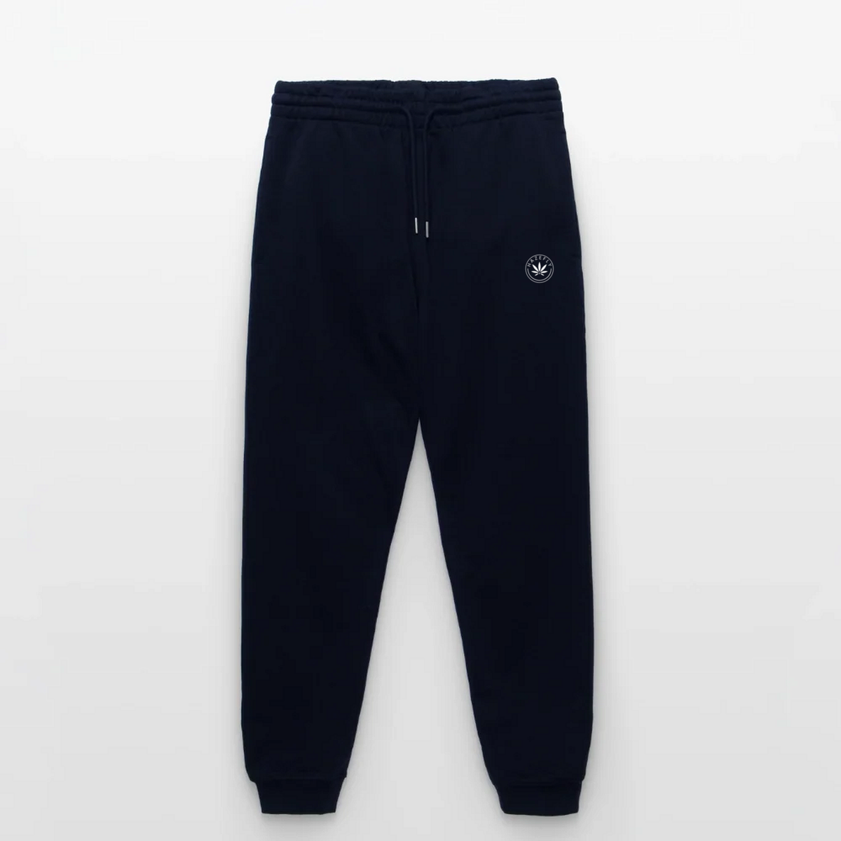 HAZEFLY LOGO WHITE Jogginghose Navy, Vorderseite mit Hazefly-Logo