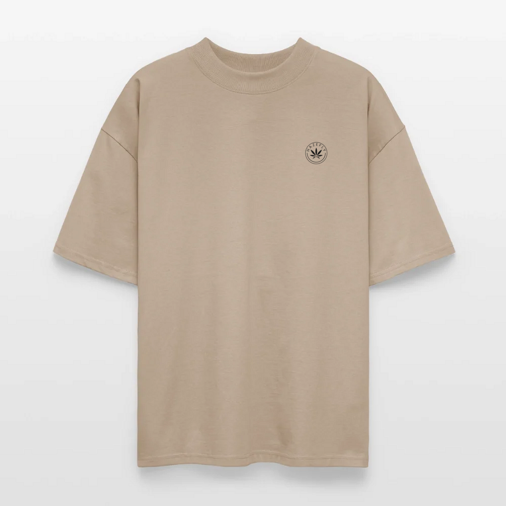 GREEN CULT Oversized T-Shirt Steingrau, Vorderseite mit Hazefly-Logo