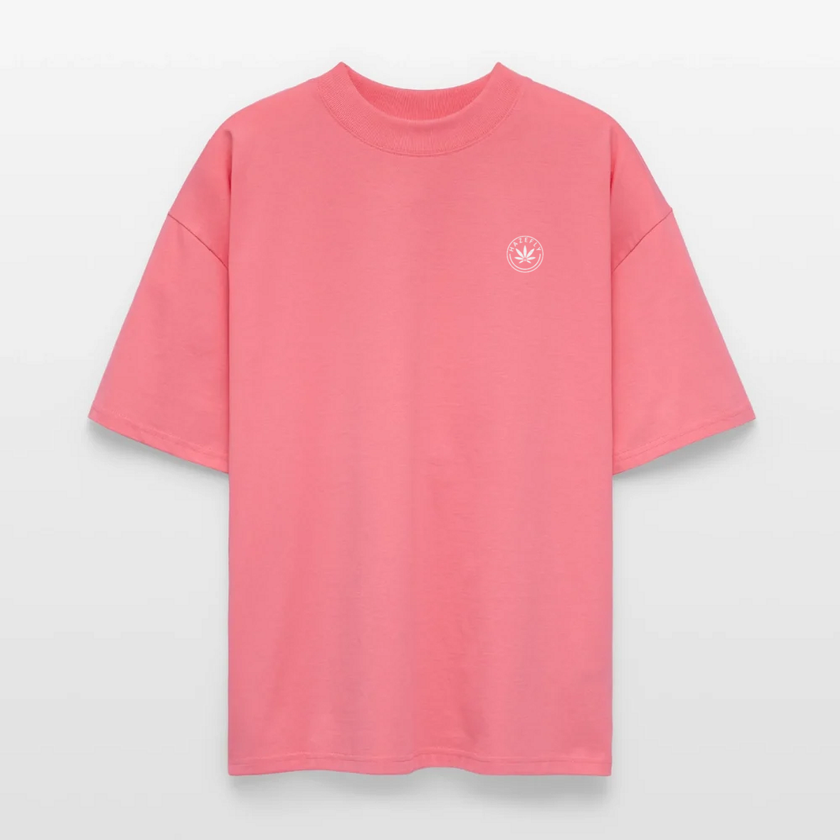 HAZEFLY LOGO WHITE Oversized T-Shirt Pink, Vorderseite mit Hazefly-Logo