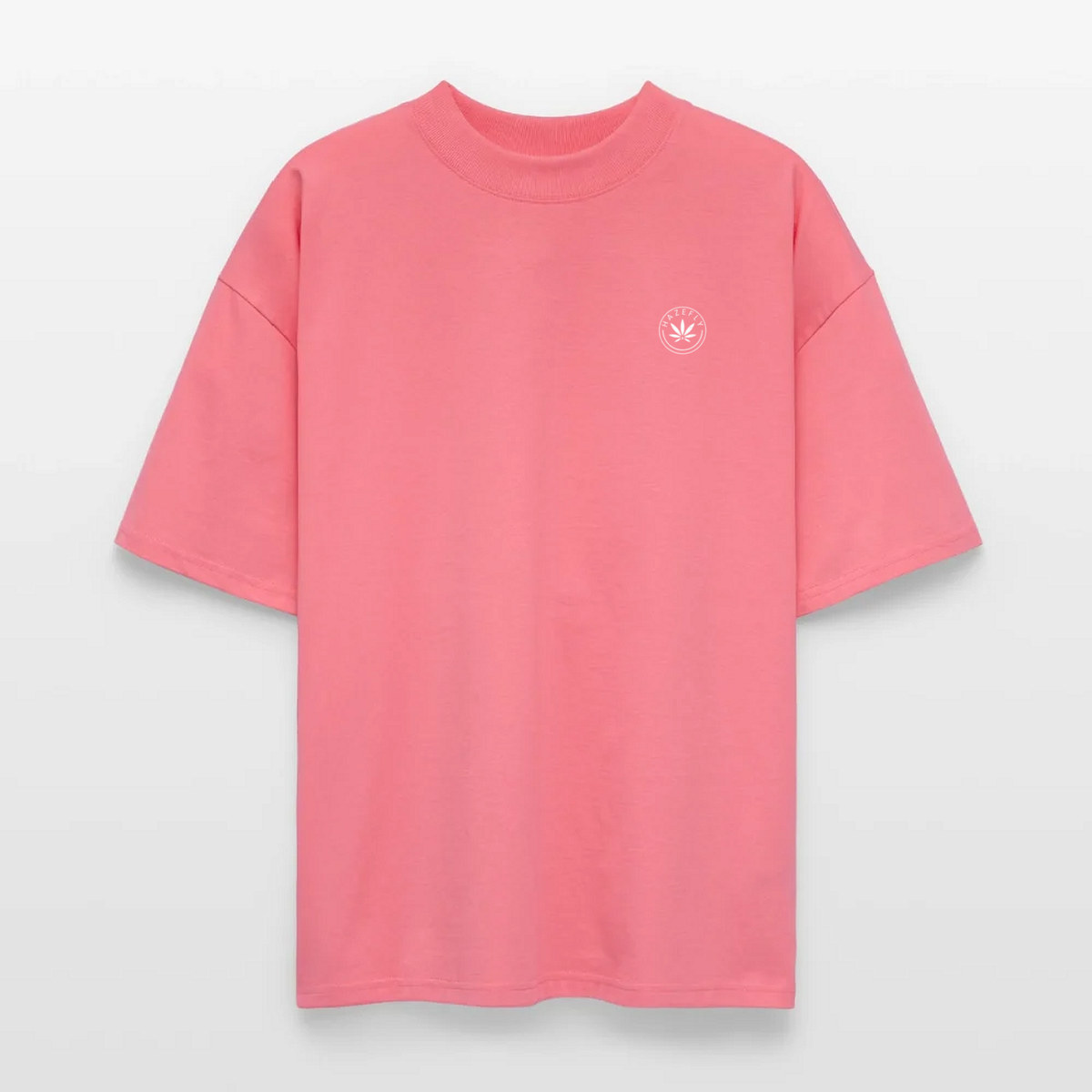 HAZEFLY LOGO WHITE Oversized T-Shirt Pink, Vorderseite mit Hazefly-Logo