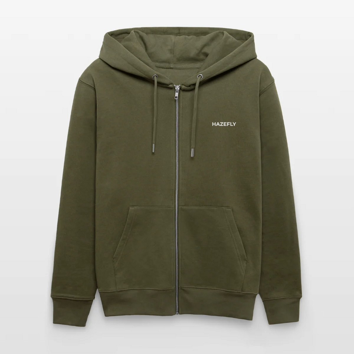 Zip-Hoodie Khaki, Vorderseite mit Hazefly Signature