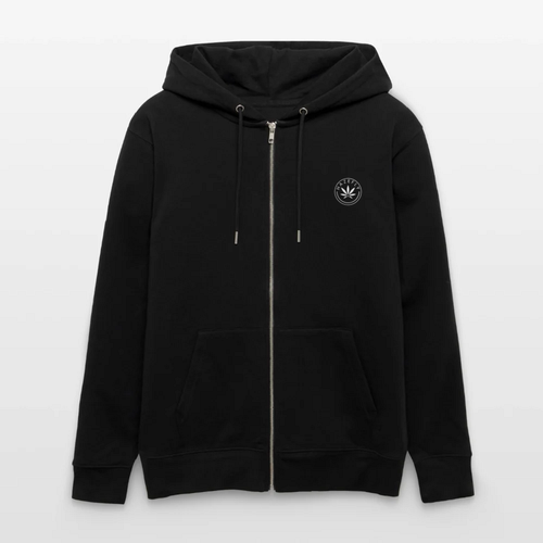 Zip-Hoodie Schwarz, Vorderseite mit Hazefly-Logo