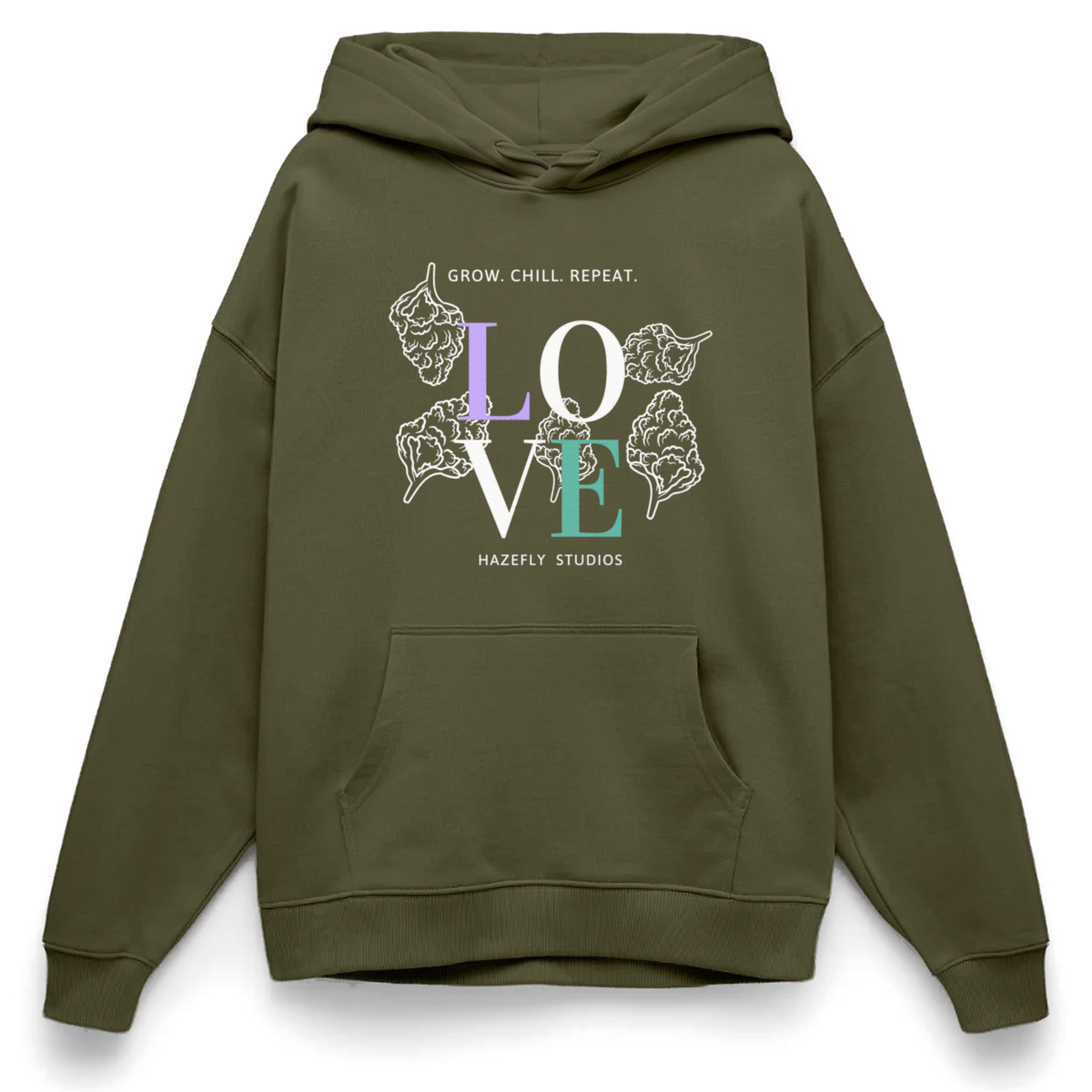 GROW. CHILL. REPEAT. Oversized Unisex Bio-Hoodie - Khaki